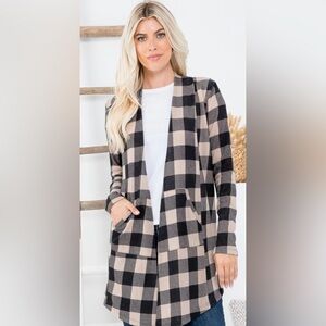 Plaid Open Front Cardigan/Blazer